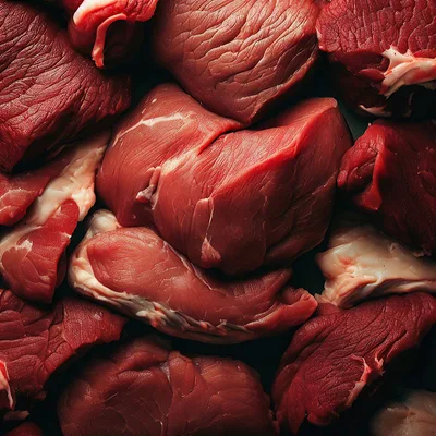 Fresh Raw Beef Chunks Close Up