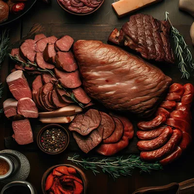 Gourmet Charcuterie Board With Smoked Meats And Sausages