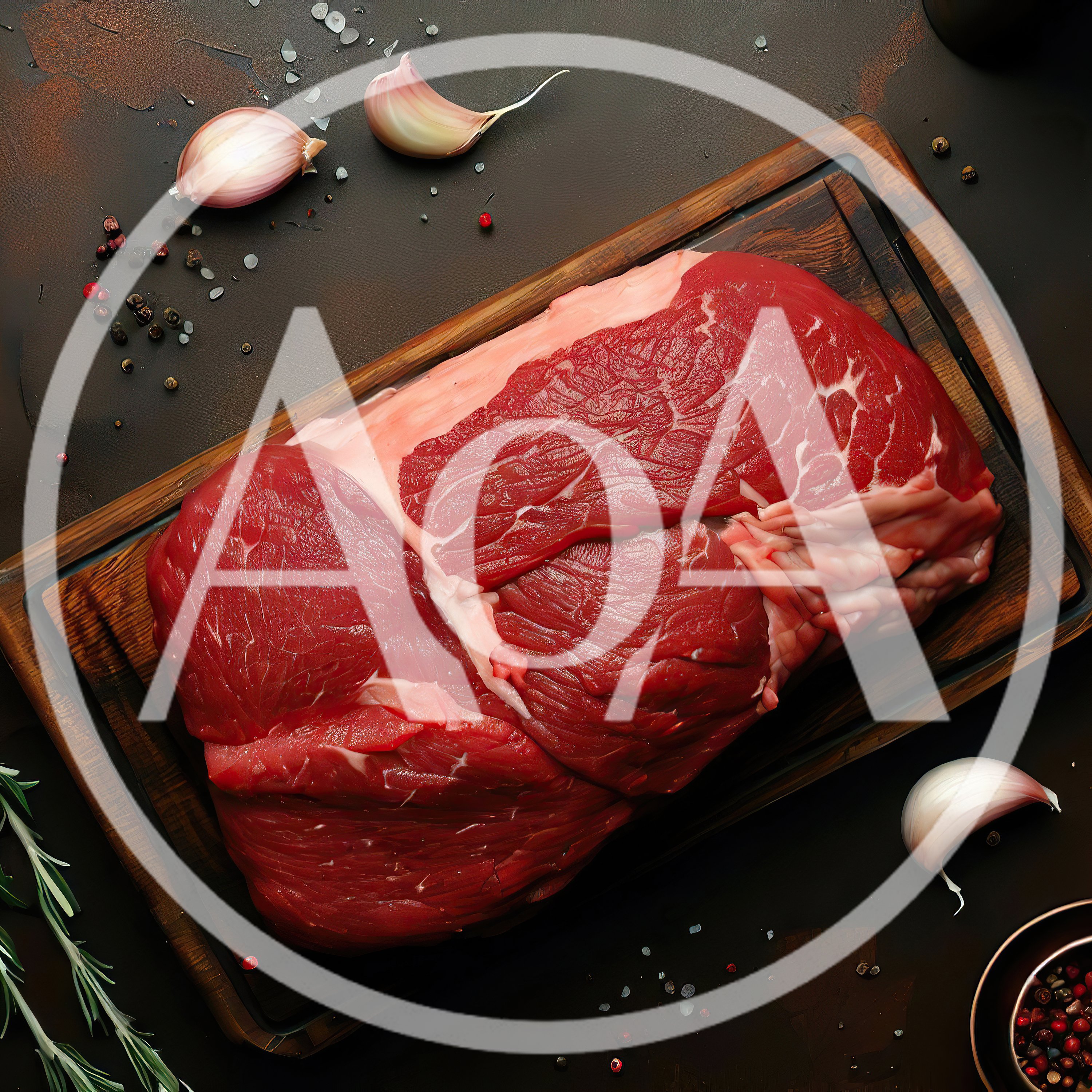 Raw Beef Roast On A Wooden Cutting Board