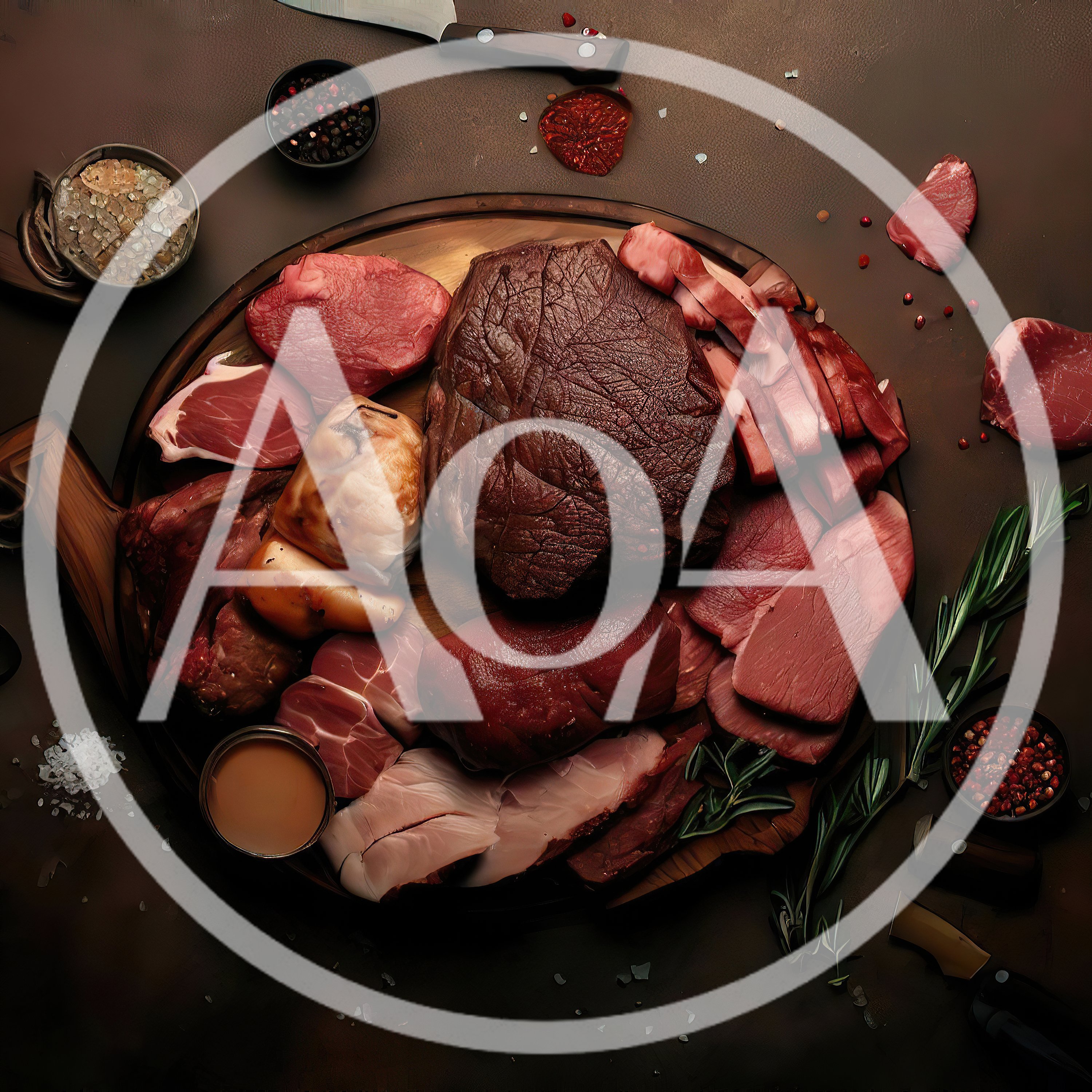 Assorted Raw Meat Cuts on Wooden Serving Board