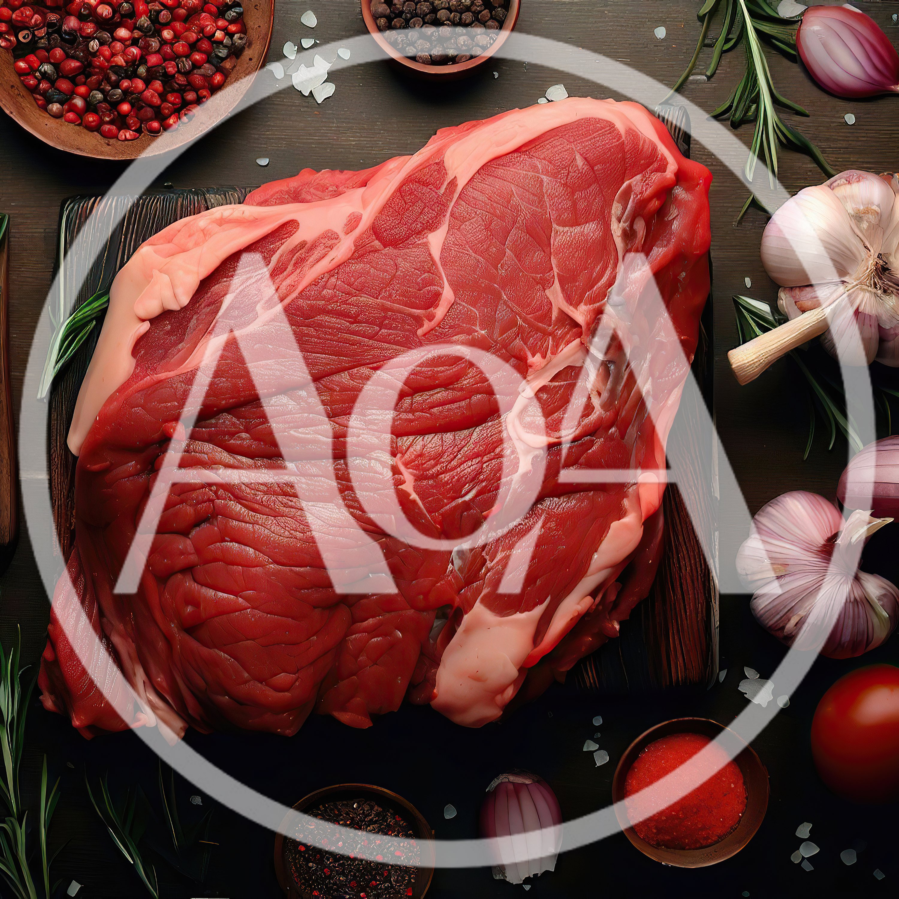Raw Beef Steak With Spices And Vegetables