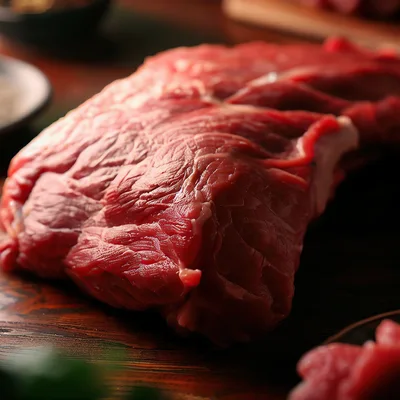 Raw Beef Steak On A Dark Wooden Surface