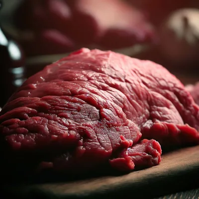 Raw Beef Steak On A Wooden Cutting Board