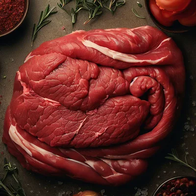 Raw Beef Roast On Dark Surface