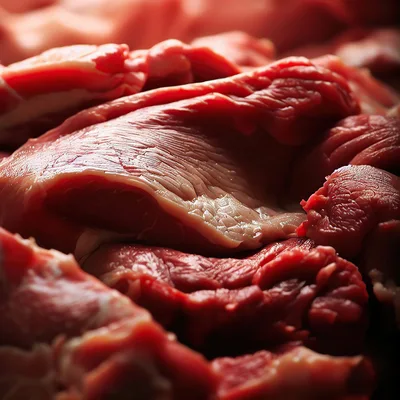 Close Up Of Raw Red Meat Cuts