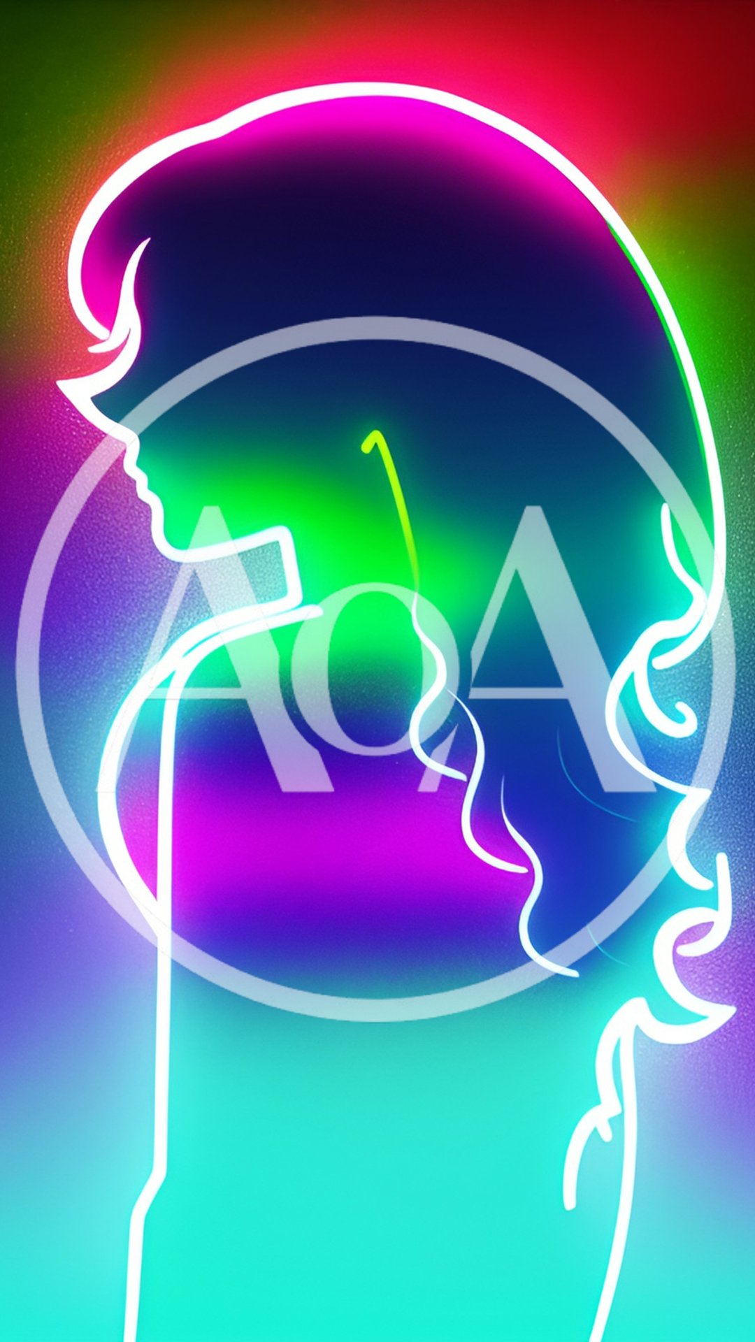 Neon Silhouette Of A Woman With Flowing Hair