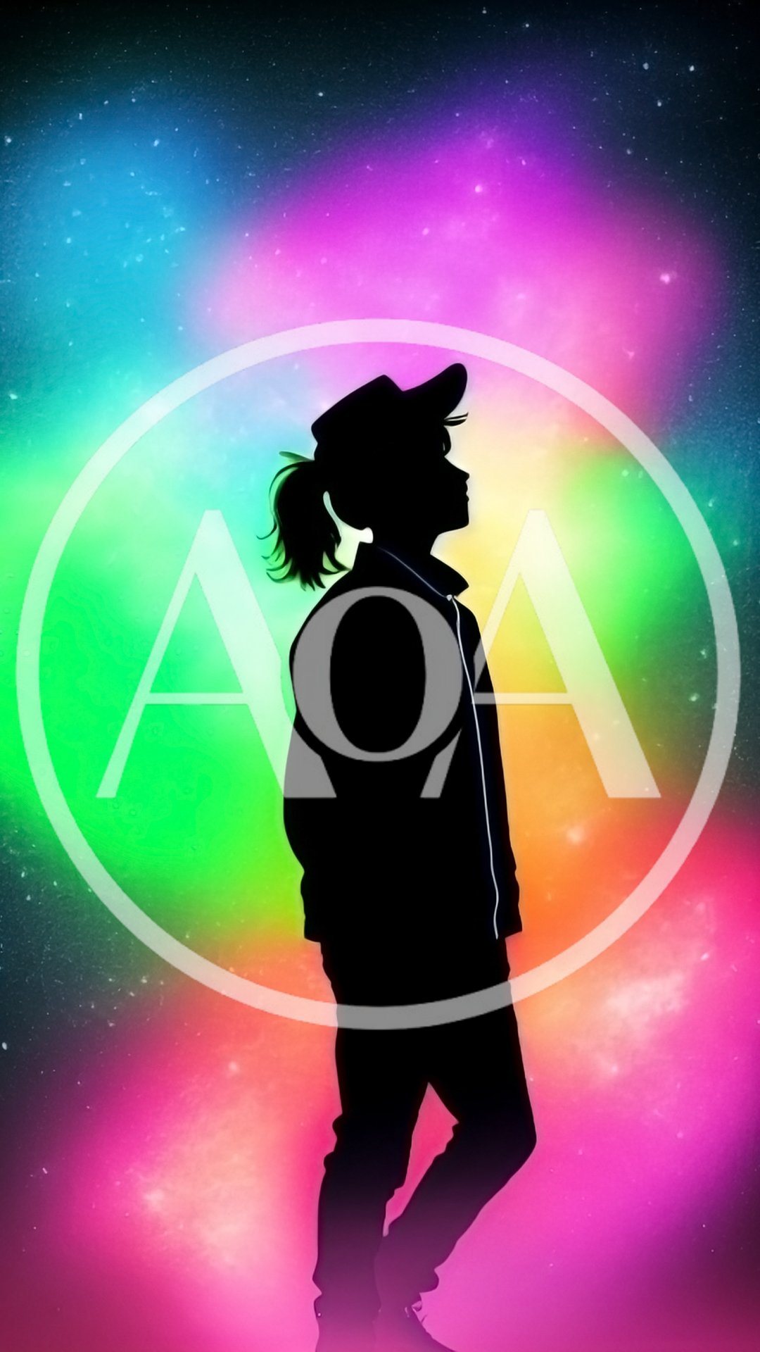 Silhouette Of A Girl Against A Colorful Nebula Background