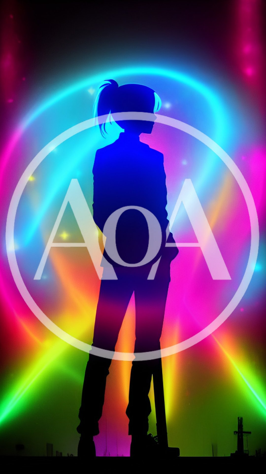 Silhouette Of A Person Standing Against Neon Lights