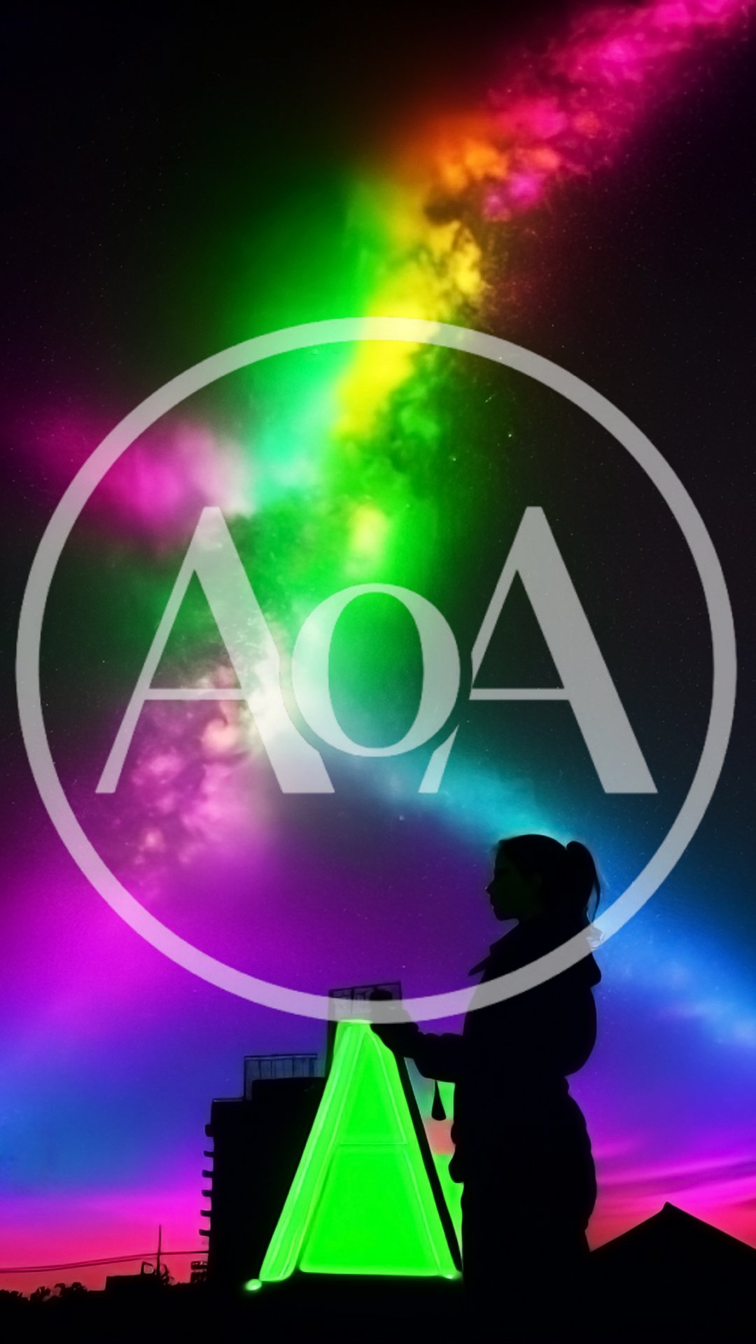 Silhouette Of A Woman Standing Under A Vibrant Nebula