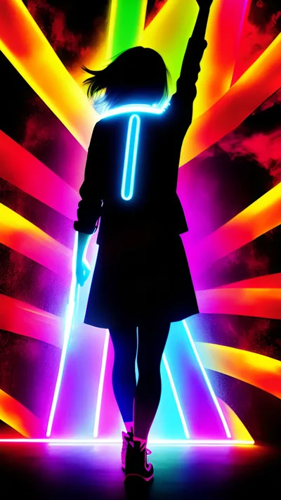 Silhouette Of A Person Standing With Raised Arm
