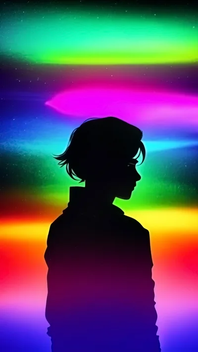 Silhouette Of A Person Against Vibrant Aurora Background