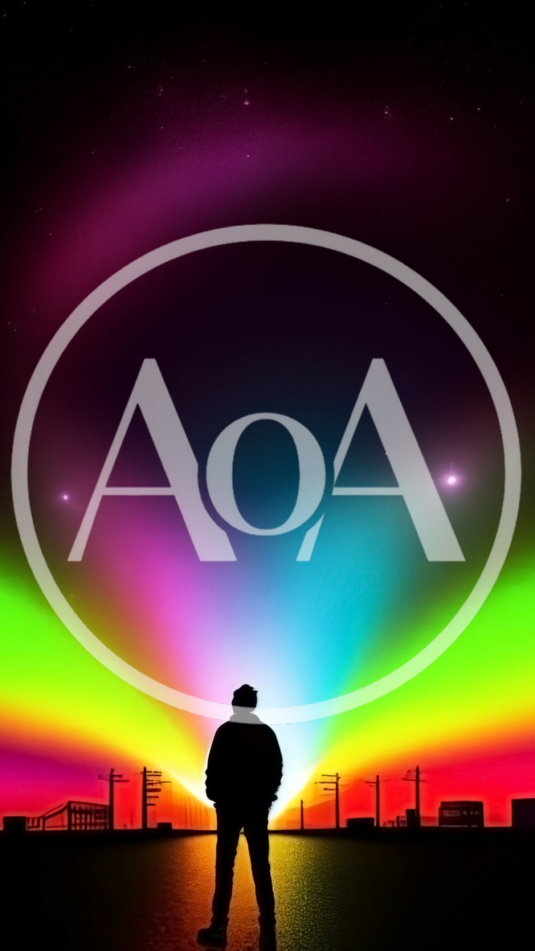 Silhouette Of A Person Standing Under Vibrant Aurora Lights