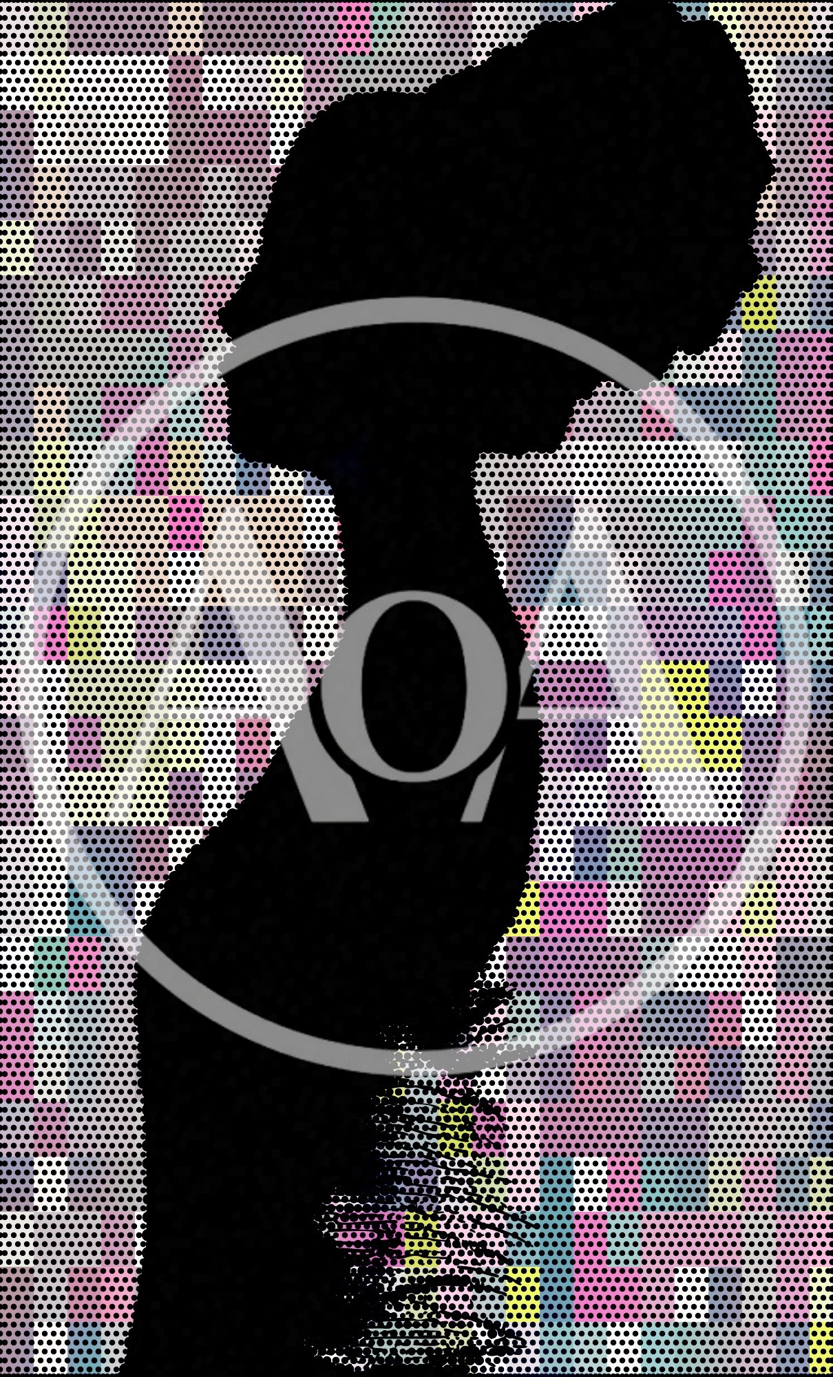 Silhouette Of A Woman Against A Colorful Pixelated Background