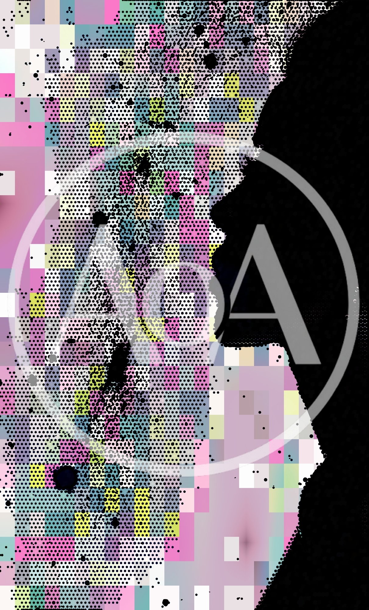 Abstract Silhouette Profile With Digital Pixelated Background