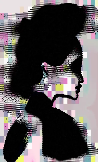 Abstract Silhouette Portrait Of A Woman In Profile