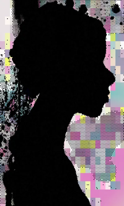 Abstract Silhouette Profile Of A Woman With Pixelated Background