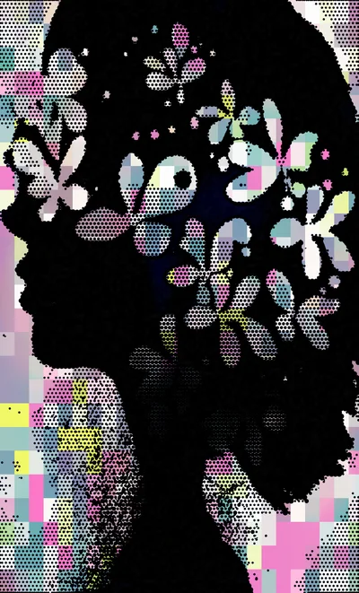 Abstract Silhouette Of A Woman With Floral Hair