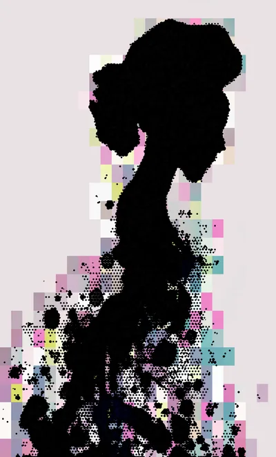 Abstract Silhouette Of A Woman With Pixelated Background