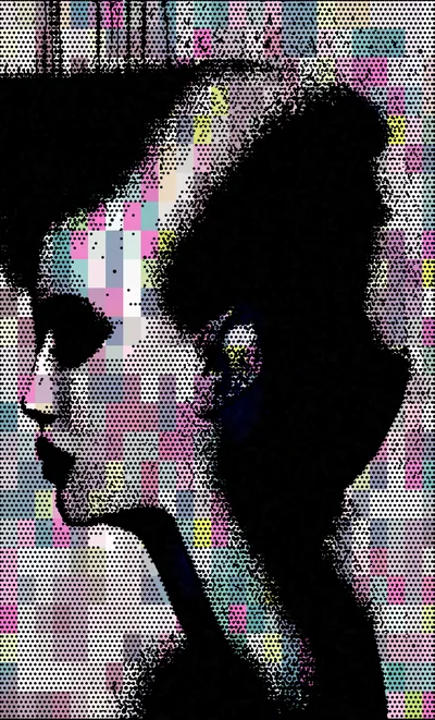 Abstract Pop Art Portrait Of A Woman In Profile