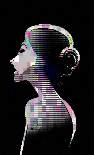 Digital Art Portrait Of A Woman In Profile