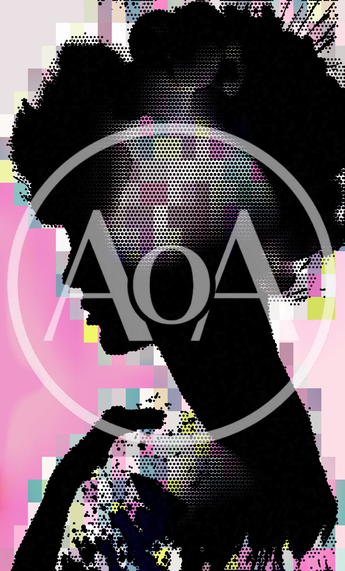 Abstract Silhouette Portrait With Halftone Pixel Art Effect