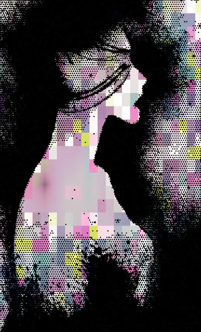 Abstract Digital Portrait Of A Woman In Profile