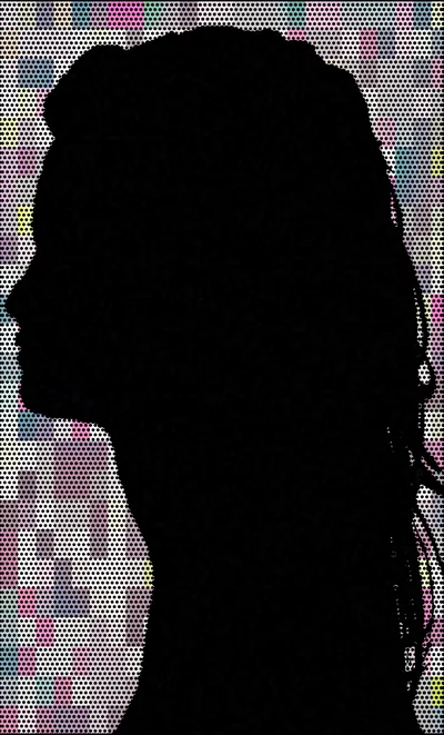 Silhouette Of A Woman Profile Against Dotted Background