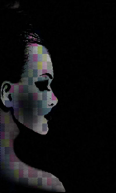 Digital Halftone Portrait Of A Woman In Profile