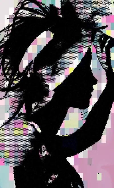 Abstract Silhouette Of A Woman In Pop Art Style