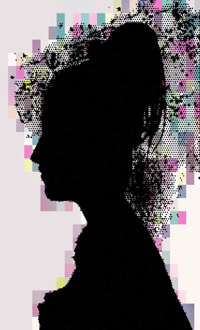 Silhouette Of A Woman With Pixelated Background