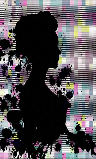 Abstract Silhouette Portrait With Colorful Pixelated Background