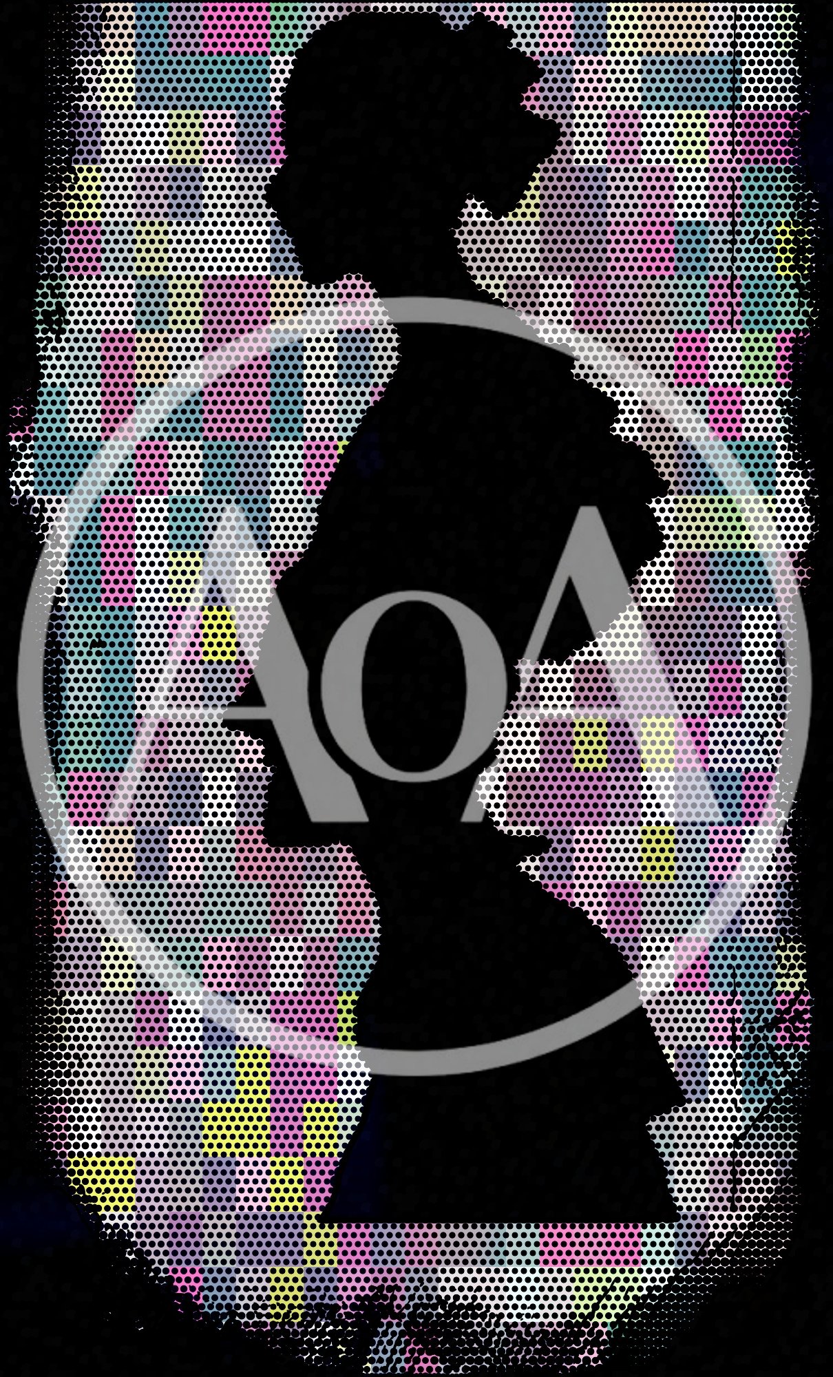 Silhouette Profile Of A Woman Against Colorful Pixelated Background