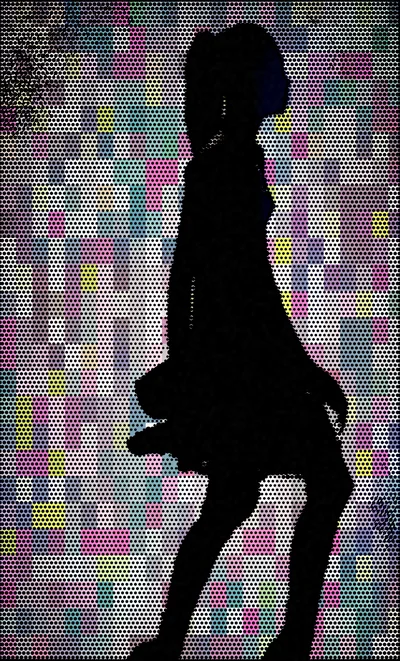 Silhouette Of A Dancing Woman Against A Pixelated Background