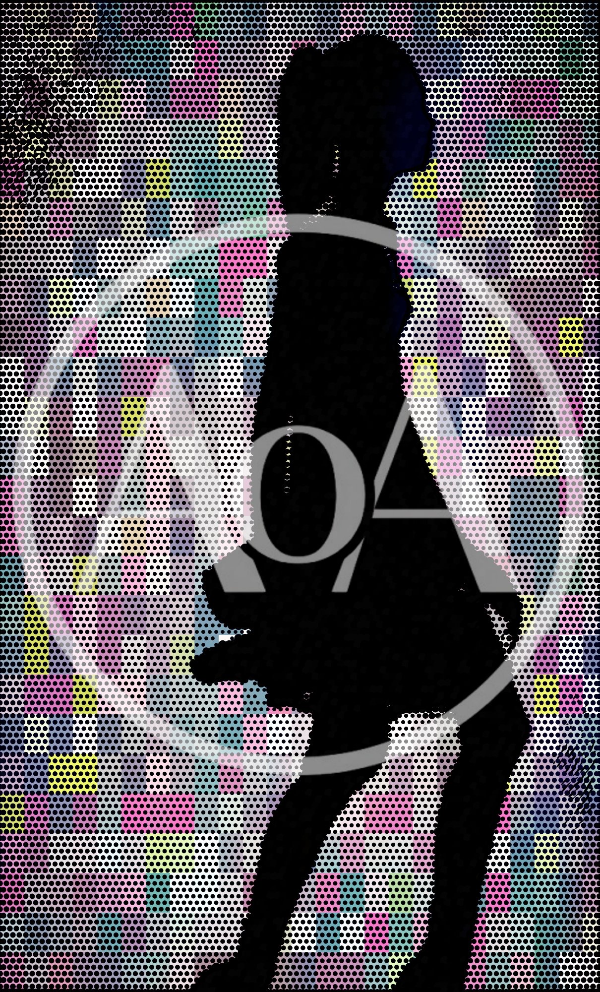 Silhouette Of A Dancing Woman Against A Pixelated Background