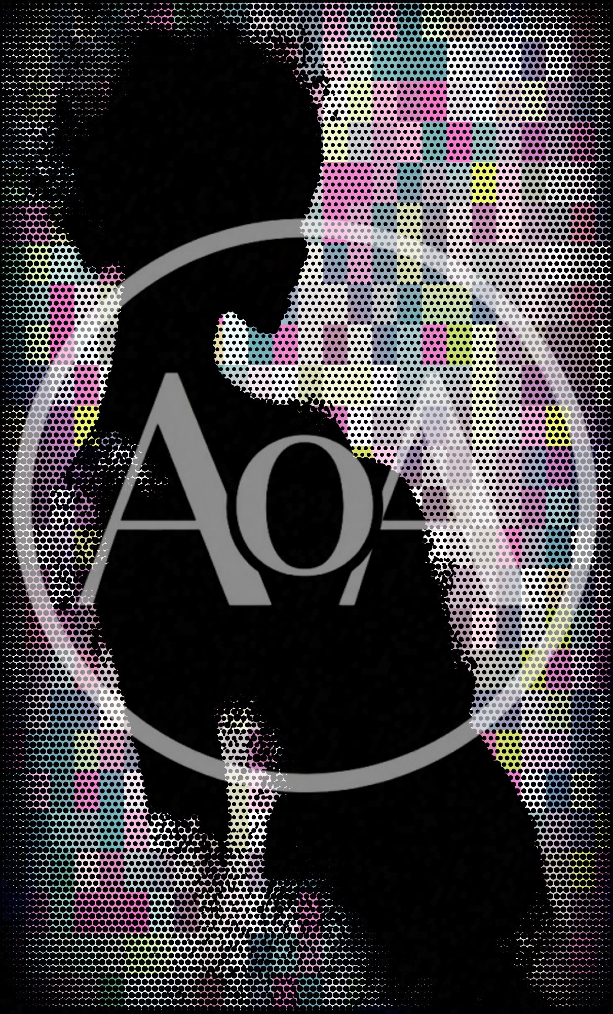 Silhouette Of A Woman Against A Colorful Dotted Background