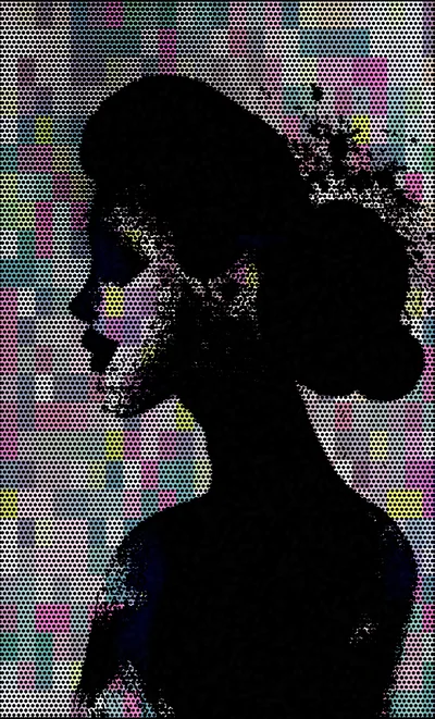 Abstract Silhouette Portrait Of A Woman In Profile