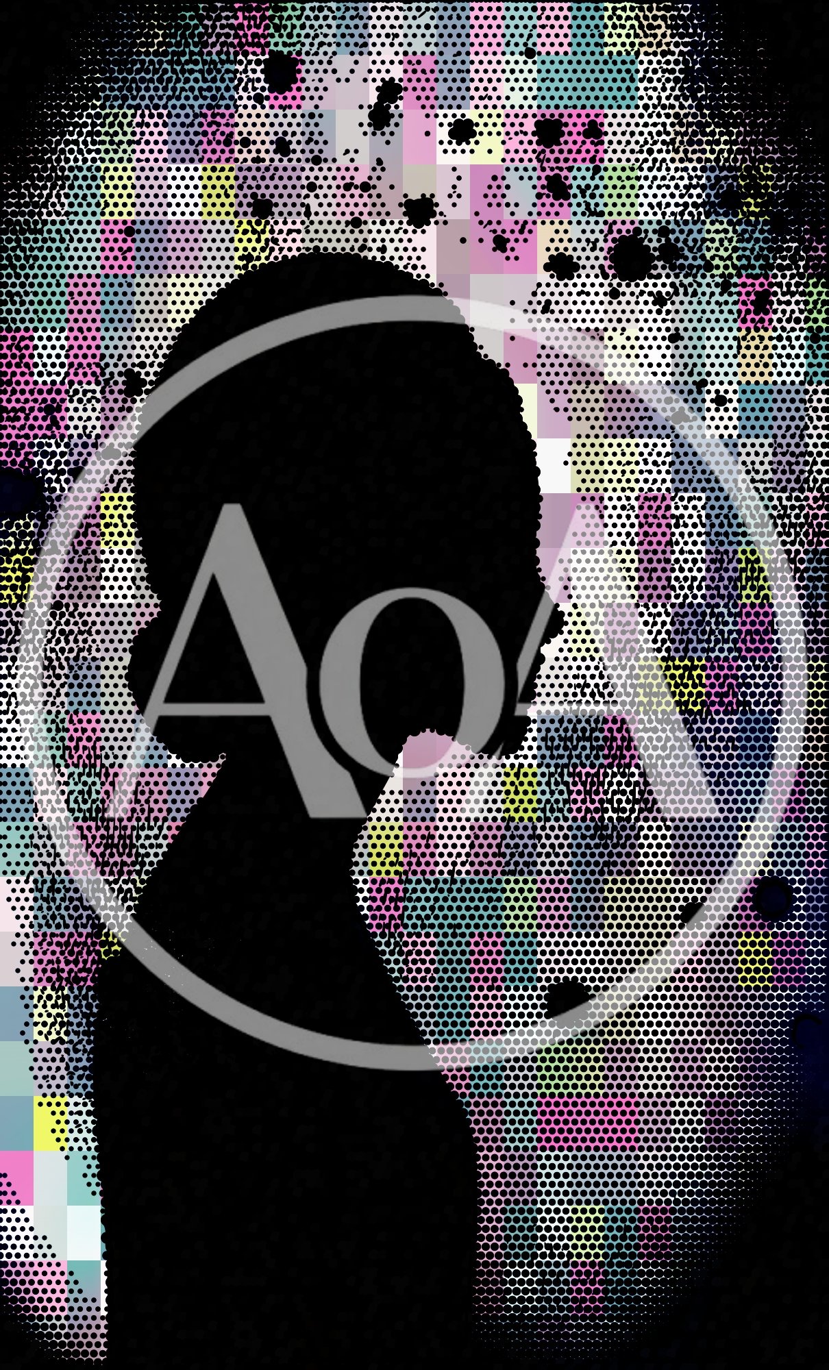Silhouette Of A Woman Against A Colorful Pixelated Background