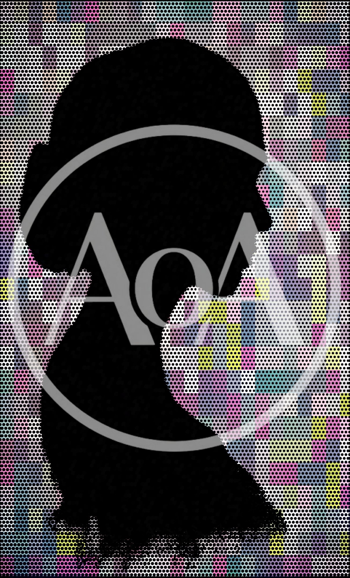 Silhouette Of A Woman Against A Colorful Dotted Background