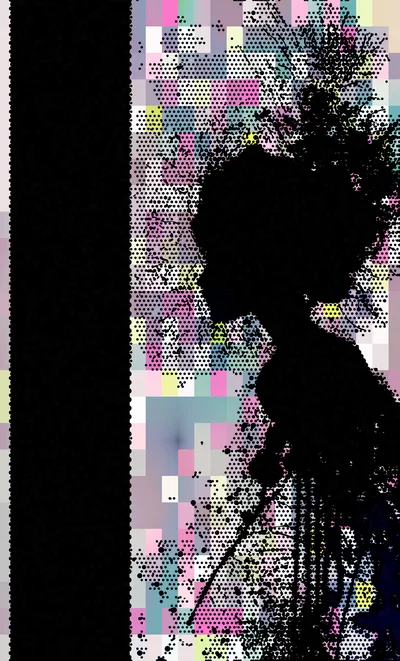 Abstract Silhouette Of A Woman Against Pixelated Background