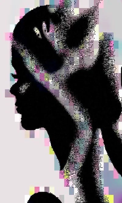 Abstract Silhouette Of A Woman With Pixelated Background
