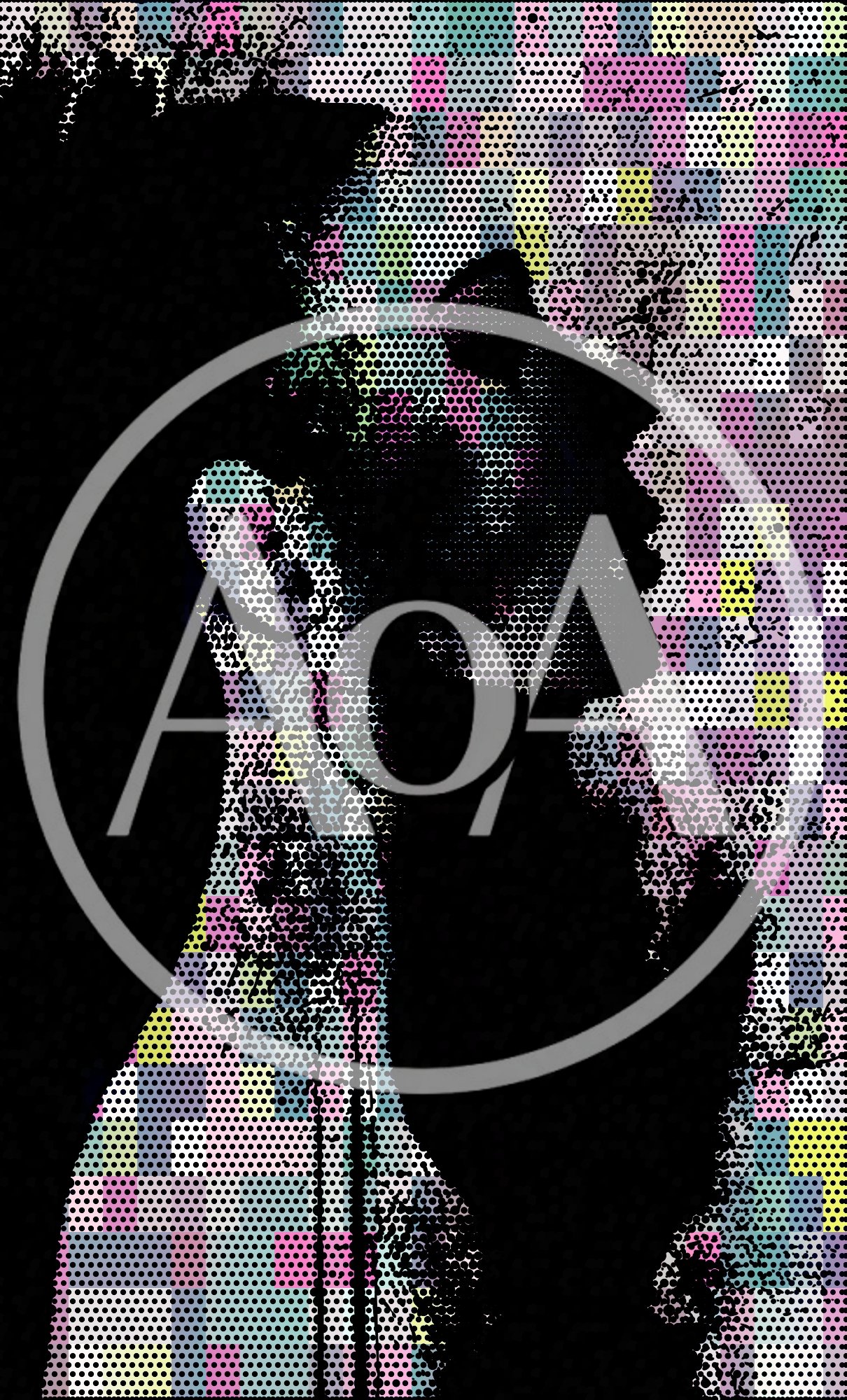 Abstract Silhouette Portrait With Colorful Pixelated Halftone Pattern