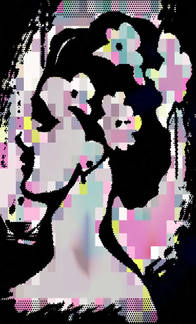 Abstract Digital Portrait Of A Woman With Floral Hair