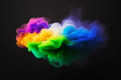 Vibrant Rainbow Colored Ink Clouds Swirling In Water