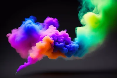 Vibrant Multi Colored Ink Clouds Swirling In Water