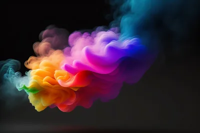 Abstract Colorful Smoke Swirls On Black Background