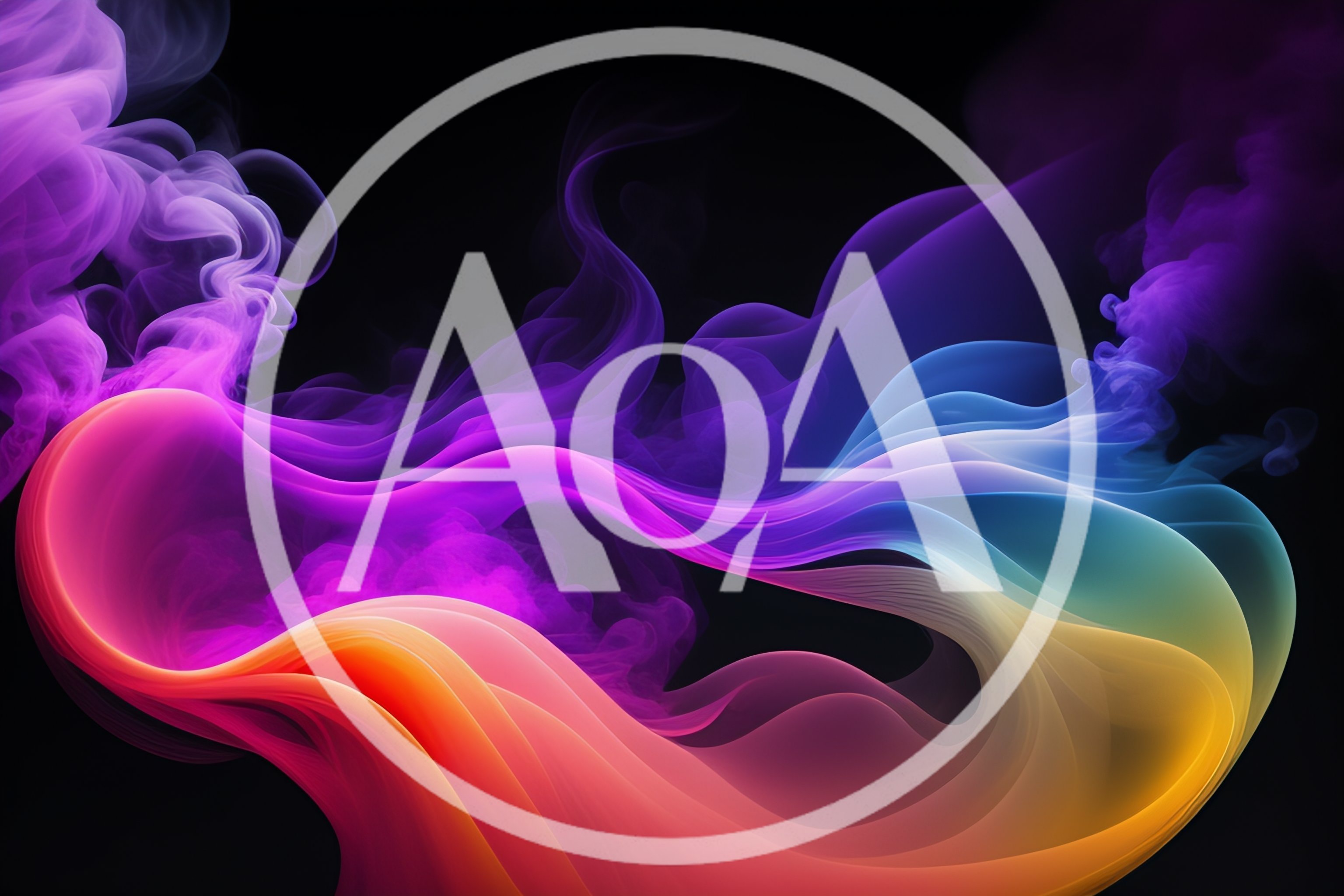 Abstract Colorful Smoke Waves On Black Background
