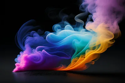 Abstract Colorful Smoke Swirls On Black Background