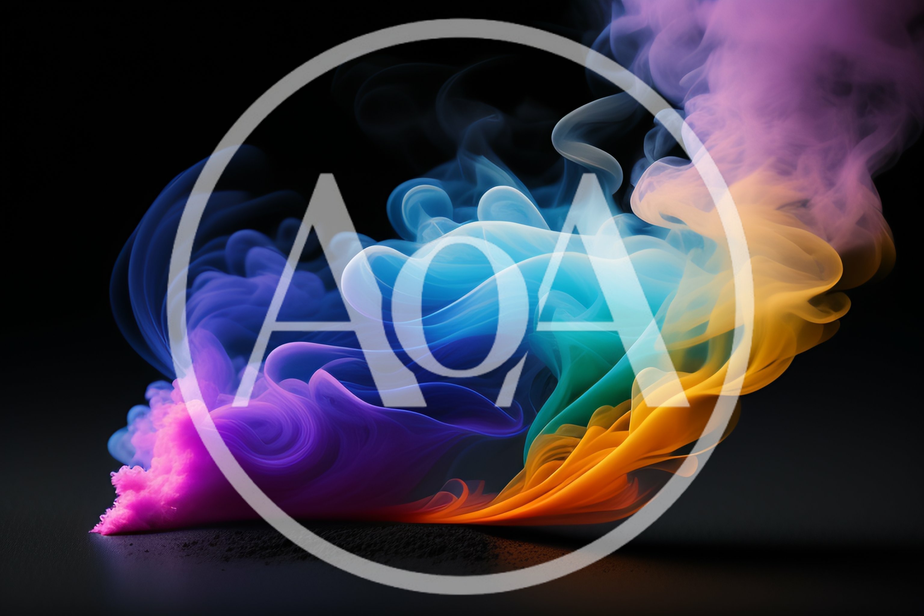 Abstract Colorful Smoke Swirls On Black Background