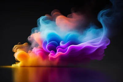 Abstract Colorful Smoke Swirls On Black Background