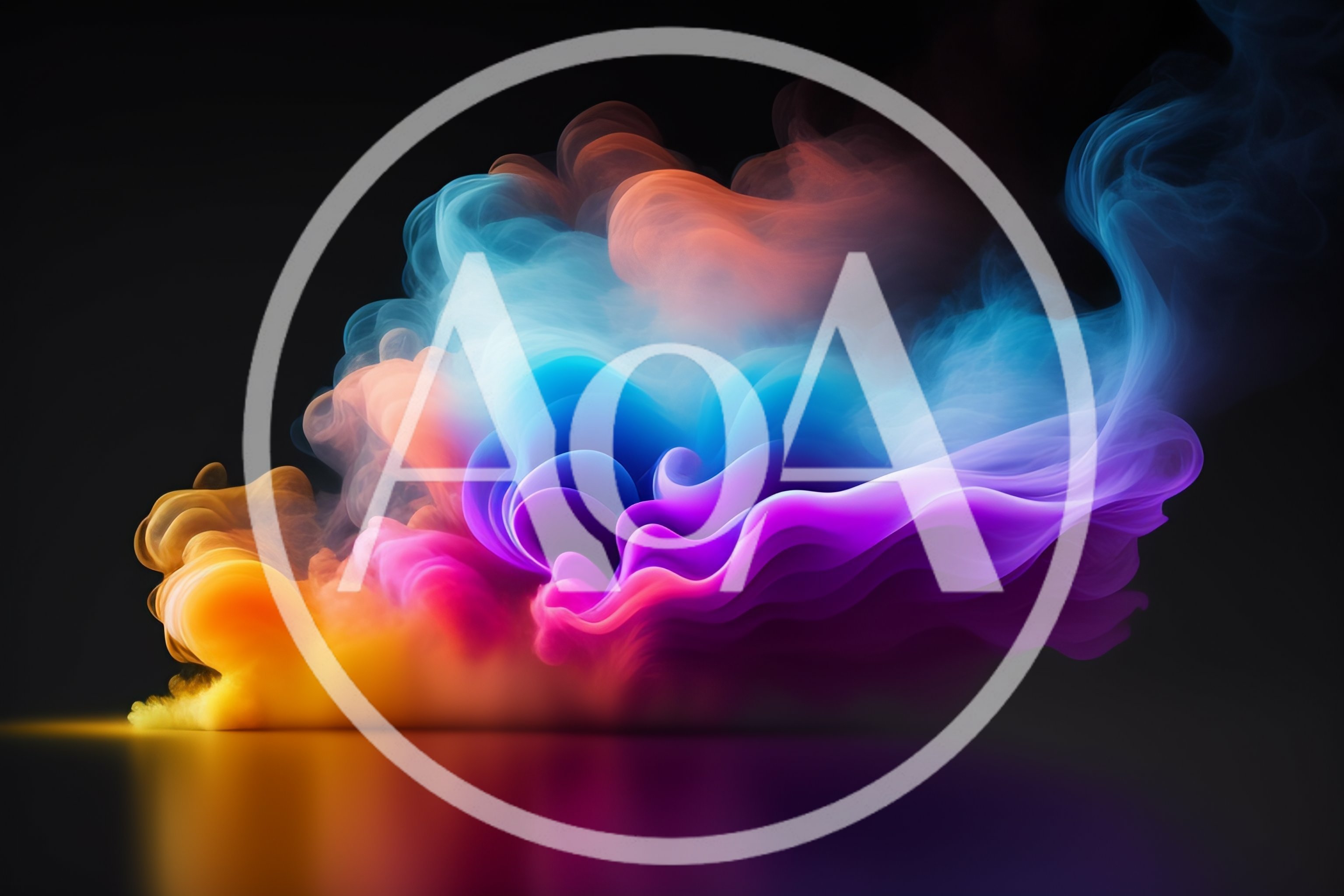 Abstract Colorful Smoke Swirls On Black Background